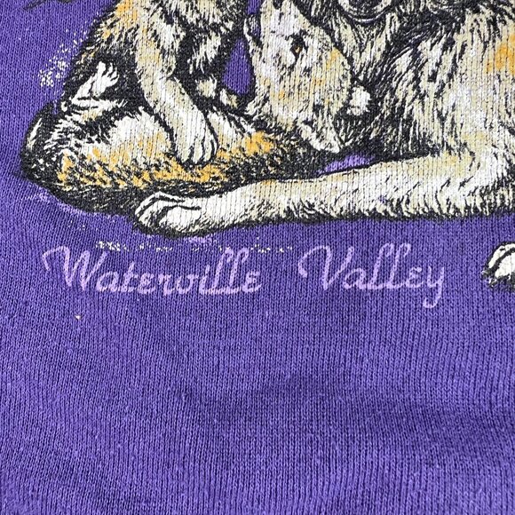 VTG 90s/80s Nature Sweatshirt Toddlers 6 Purple Faded Wolf Pack Crewneck - Picture 5 of 15